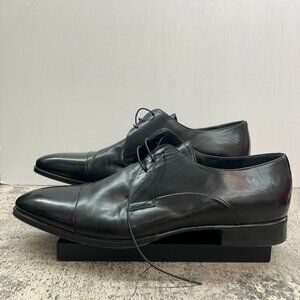 Melluso Classic Black Leather Almond Toe Mens Formal Elegant Shoe Size 11